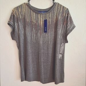 Apt. 9 Gray Short Sleeves Women's T-shirt Size M New with tag